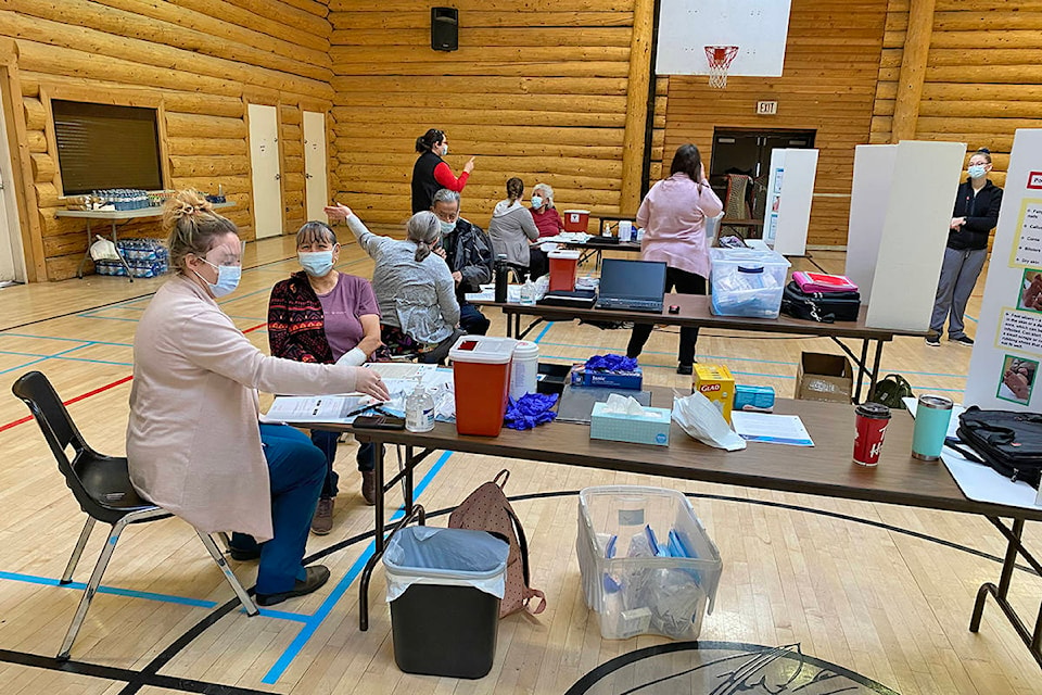 50 Moderna COVID-19 vaccines were provided to Williams Lake First Nation elders and members with chronic conditions or compromised immune systems Tuesday, Jan. 26. (Williams Lake First Nation Facebook photo)