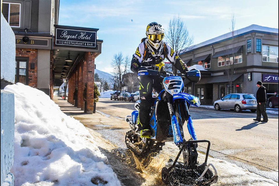 Williams Lake’s Brock Hoyer films a segment of the newly-released The Way Home in the city of Revelstoke. (Ryen Dunford photo)