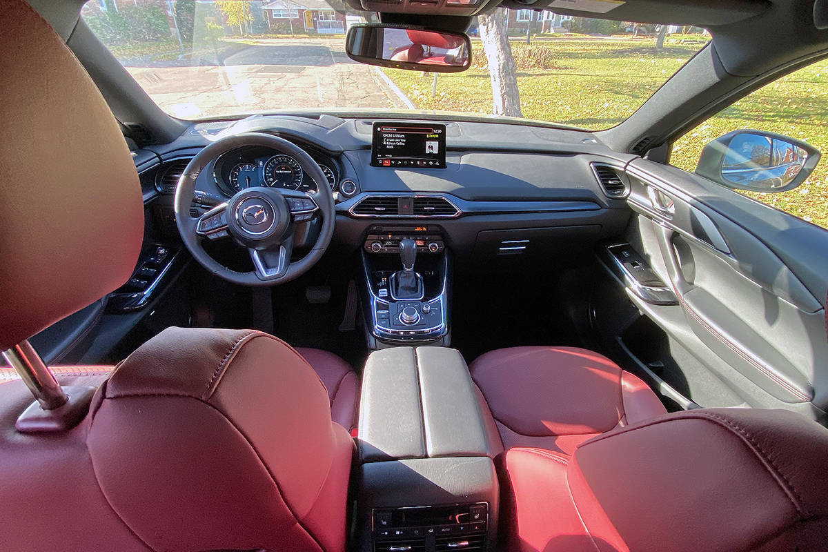 The CX-9s interior is luxurious, but not in a pillowy kind of way. Instead, think finely crafted designer luggage or home furnishings. PHOTO: WHEELBASE MEDIA