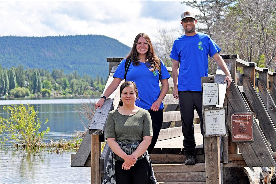 Dan Hutchings (right), 35, who is awaiting a kidney transplant and currently undergoing dialysis, walked 15.2 kilometres this past Sunday, June 6, along with fiancé Chelsey Auger and her cousin, Jazlyn Termul, as part of this year’s annual Williams Lake Kidney Walk. The event took place virtually as participants got out on their own devices to walk , and raise funds, for the Kidney Foundation of B.C. (Greg Sabatino photo - Efteen)