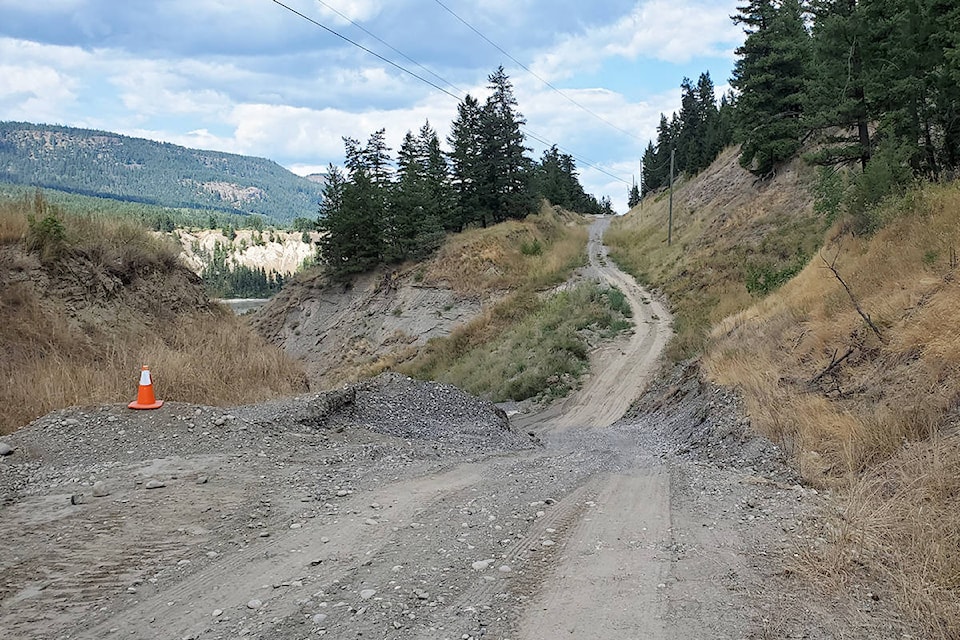 The Soda-Creek Macalister Road continues to be closed approximately 45 kilometres north of Williams Lake due to a slide in April 2020. (Monica Lamb-Yorski photo - Efteen)