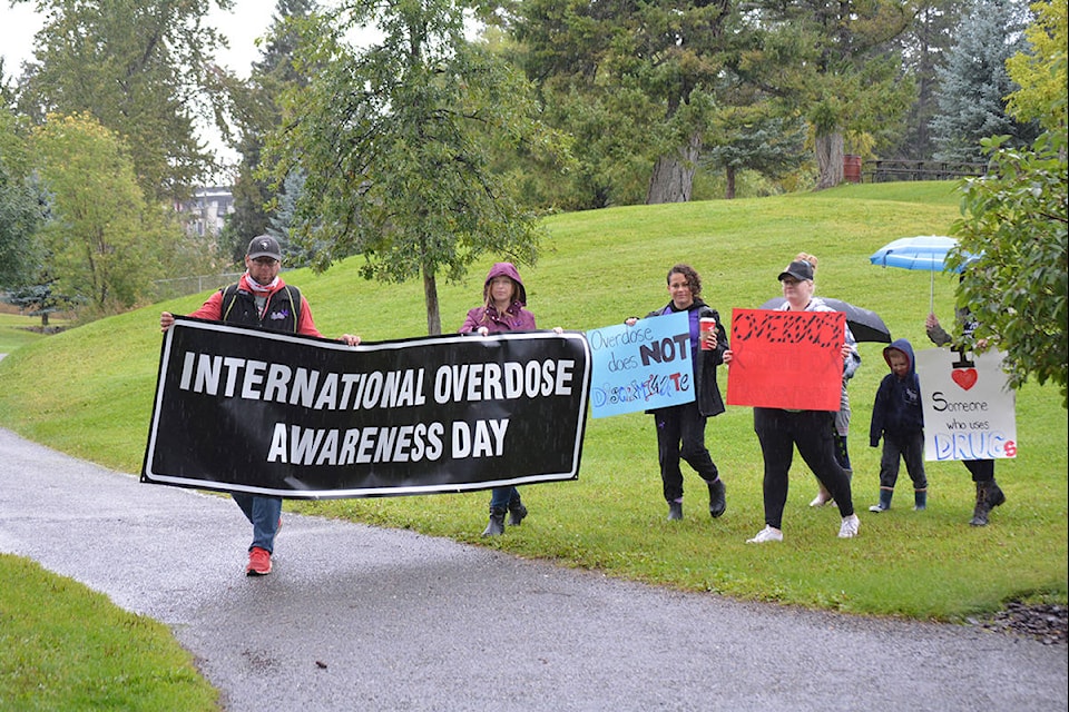 People in Williams Lake participated in a walk for International Overdose Awareness Day, Tuesday, Aug. 31. (Monica Lamb-Yorski photo - Williams Lake Tribune)