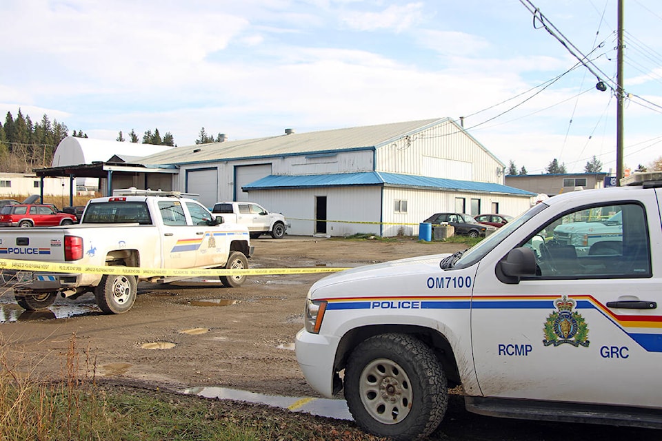 100 Mile House RCMP and members of the North District Major Crime Unit are investigating a homicide on Exeter Station Road on Wednesday, Oct. 20. (Patrick Davies photo - 100 Mile Free Press)