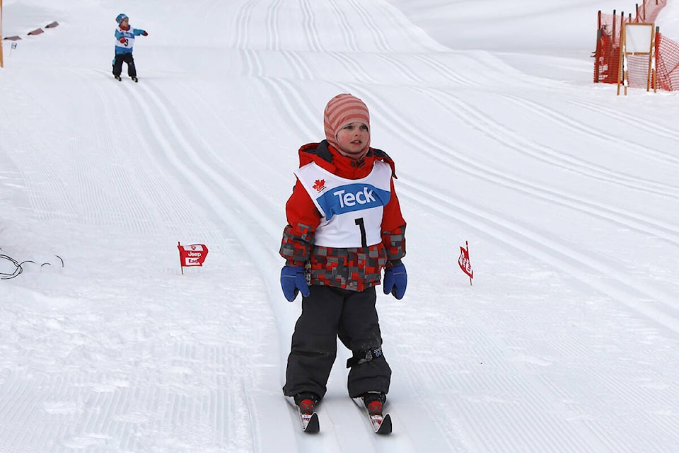 Levi Brewis, of the Mackenize Nordiques finishes just ahead of 100 Mile Nordics’ Erik Lundsbye. (Kelly Sinoski photo - 100 Mile Free Press)