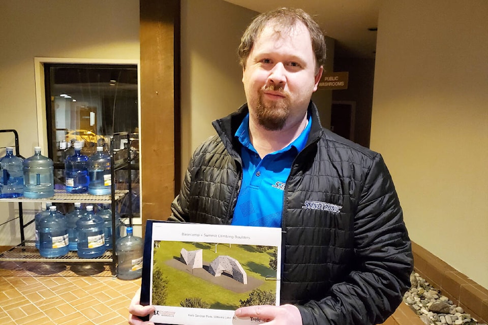 Williams Lake Daybreak Rotary Club member Andrew Sandberg and the club are raising funds to build a boulder park in one of the city’s parks. (Monica Lamb-Yorski photo - Williams Lake Tribune)