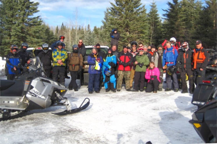 Snowmobile riders enjoyed the spring-like weather for the trail ride. (Wayne Johnson photo)