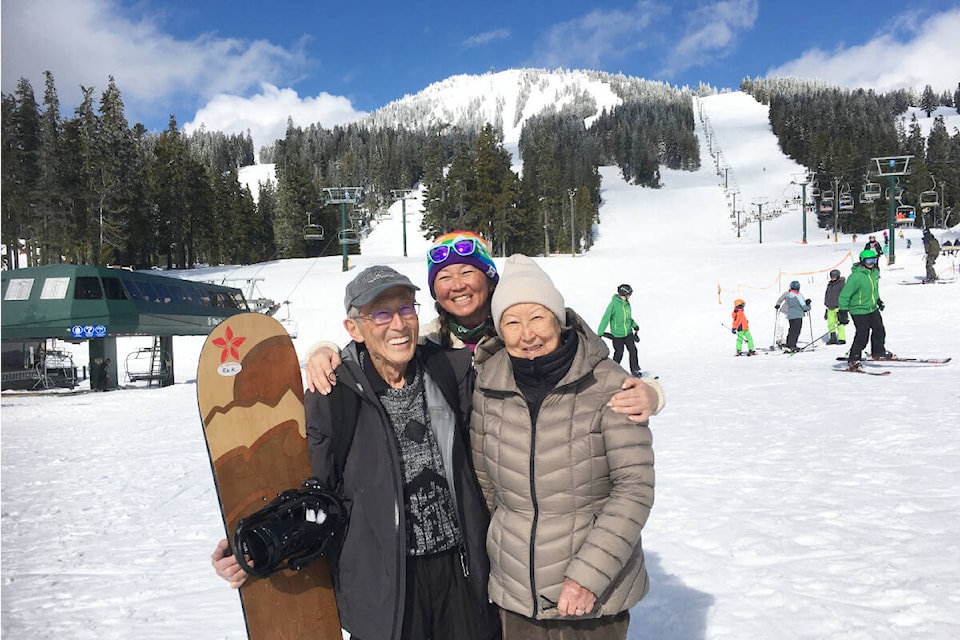 Ed Kozuki, his daughter Kim Kozuki, and wife Midori Kozuki enjoy a day at Mt. Washington, Saturday, March 19. See page A18 for their story. (Photo submitted)