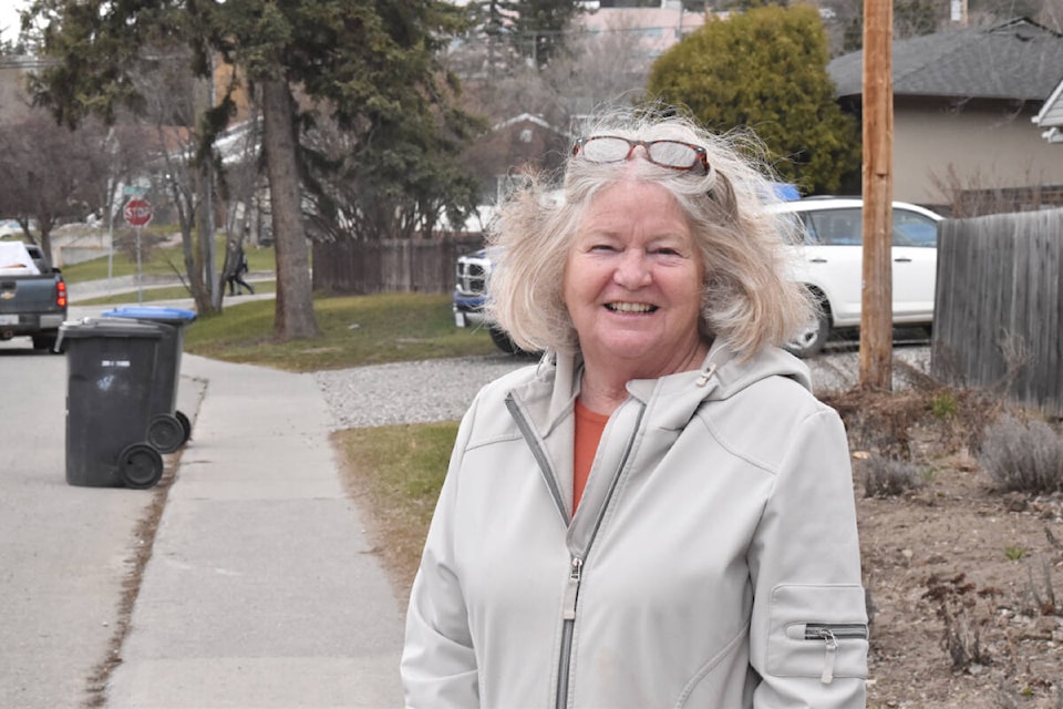 Fourth Avenue North resident Sonja Vernon-Woods has written a letter to the city on behalf of her neighbourhood asking for the sidewalk to be replaced with one that has a curb. (Monica Lamb-Yorski photo - Williams Lake Tribune)