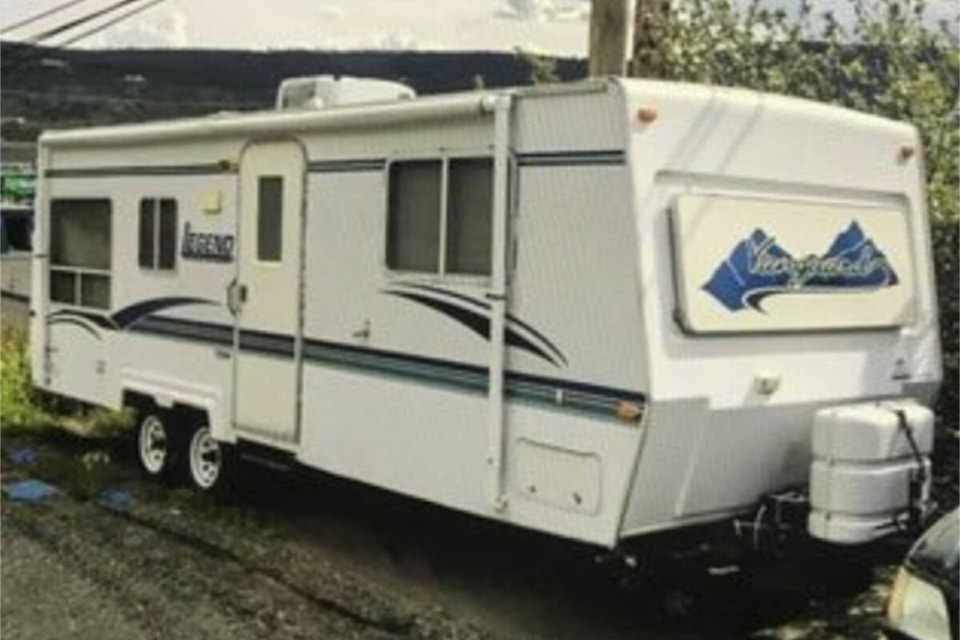 A Vanguard travel trailer was stolen in Williams Lake Wednesday, April 6, 2022. (Photo submitted)