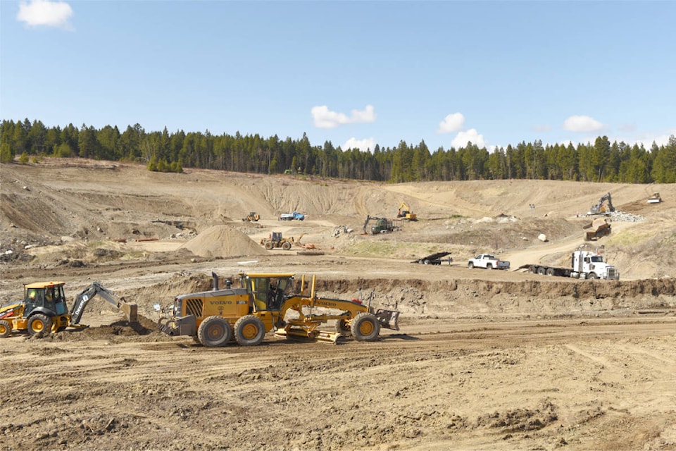 The gravel pit was a hive of activity with heavy equipment set up in multiple stations around the site to provide hands-on learning for some Grade 11 and 12 students. (Ruth Lloyd photo - Williams Lake Tribune)