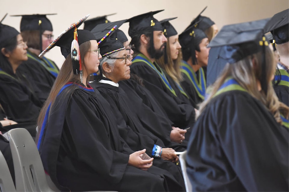 Some of the graduates at the Thompson Rivers University commencement ceremony at the Williams Lake campus. (Ruth Lloyd photo - Williams Lake Tribune)