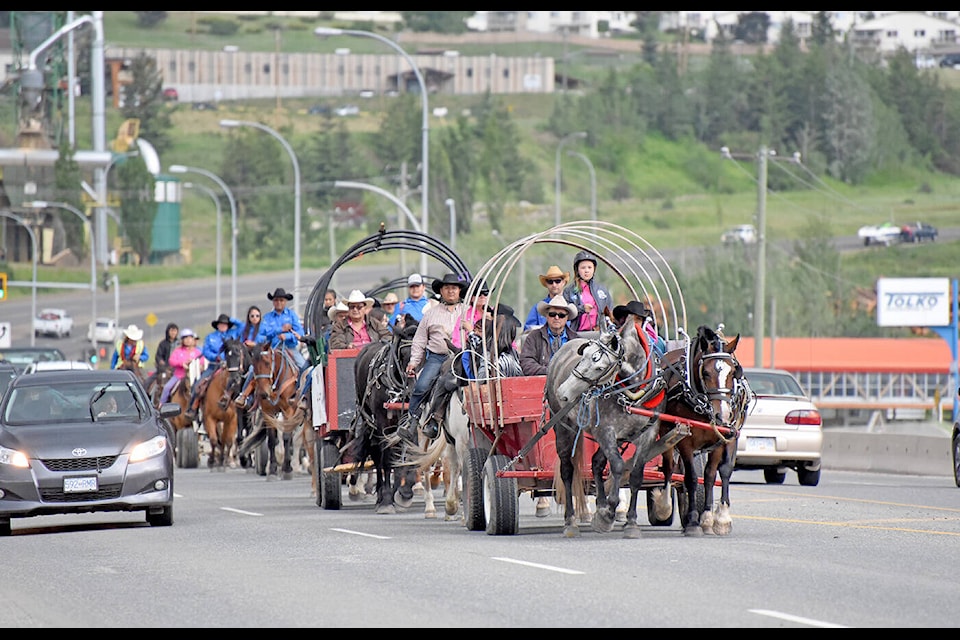 The Xeni Gwet’in Youth Wagon Trip is headed to Williams Lake for the 94th annual Williams Lake Stampede. The group were seen here in 2019 on Highway 20 coming into town in time for the rodeo. (Angie Mindus file photo - Efteen)