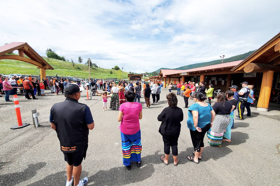 Around 200 people gathered for a sacred fire healing ceremony Wednesday, July 6, at the Williams Lake Stampede grounds. (Monica Lamb-Yorski photo - Williams Lake Tribune)