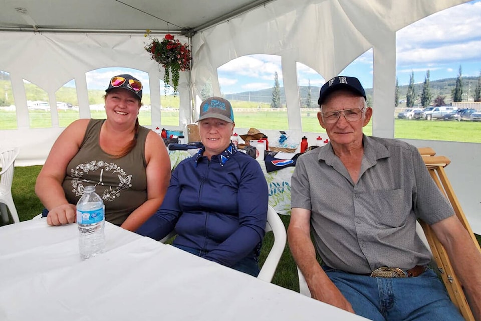 Nicole Roberts, LeeAnn Crosina and Al Wilson attended the Williams Lake Stampede volunteer appreciation dinner. The trio are involved with the Wild West Riders Drill Team and selling 50/50 tickets during the rodeo. (Monica Lamb-Yorski photo - Williams Lake Tribune)