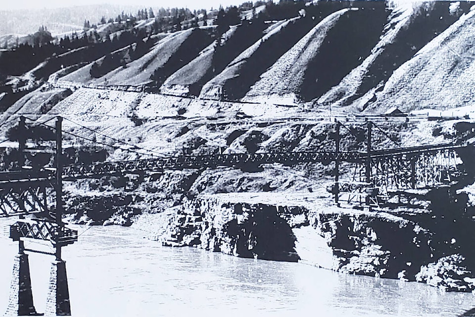 The old Sheep Creek Bridge taken from a 1954 post card. (Seibert family collection)