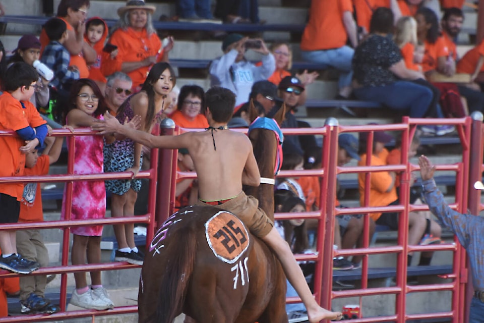 The National Day for Truth and Reconciliation events included Indian Bareback Relay Races at the Williams Lake Stampede Grounds Friday, Sept. 30. (Angie Mindus photo - Williams Lake Tribune)