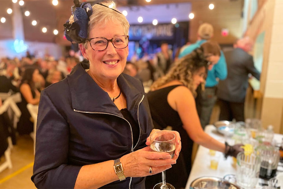 Brenda Bourdon at the Mad Hatter’s Tea Party- themed Cariboo Memorial Hospital foundation gala fundraiser at the Sacred Heart Hall in Williams Lake on Nov. 5, 2022. (Ruth Lloyd photo - Williams Lake Tribune)