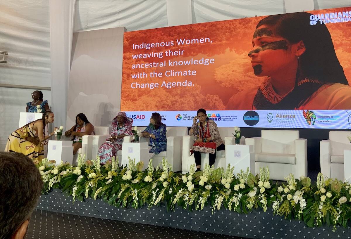 A session led by Indigenous women at the COP27 climate summit in Egypt in November. Photo: Marian Berry