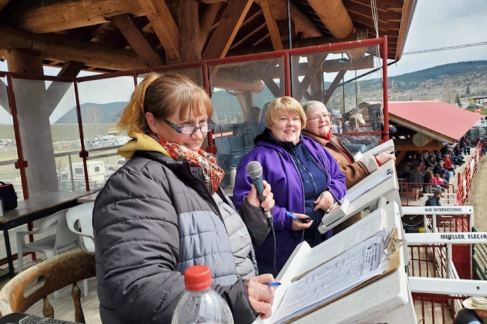 Allison Everett, Kelly Walls and Denise Swampy volunteer at the Williams Lake Spring High School Rodeo event April 30. (Monica Lamb-Yorski photo)