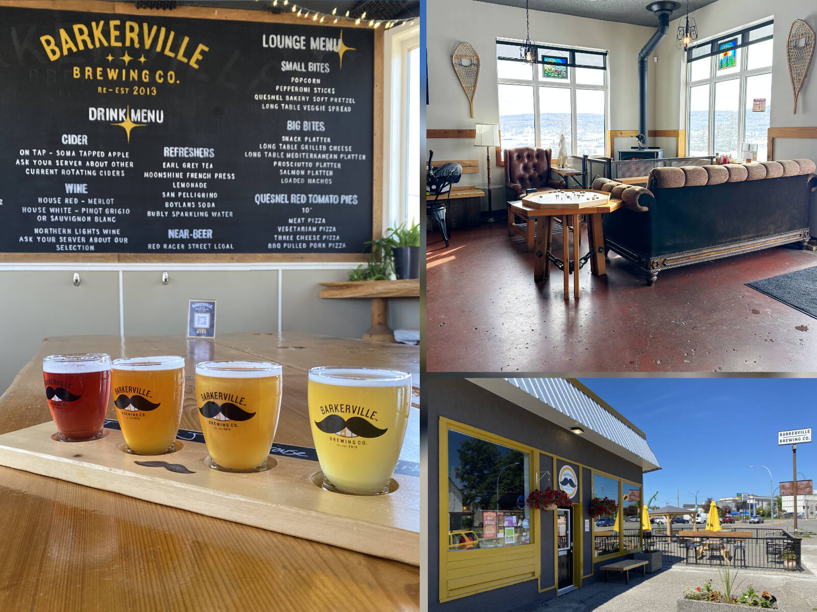 The Cariboo boasts some celebrated craft breweries, including Barkerville Brewing, left and bottom right, and Fox Mountain Brewing, top right. Jen Blyth / West Coast Traveller photos