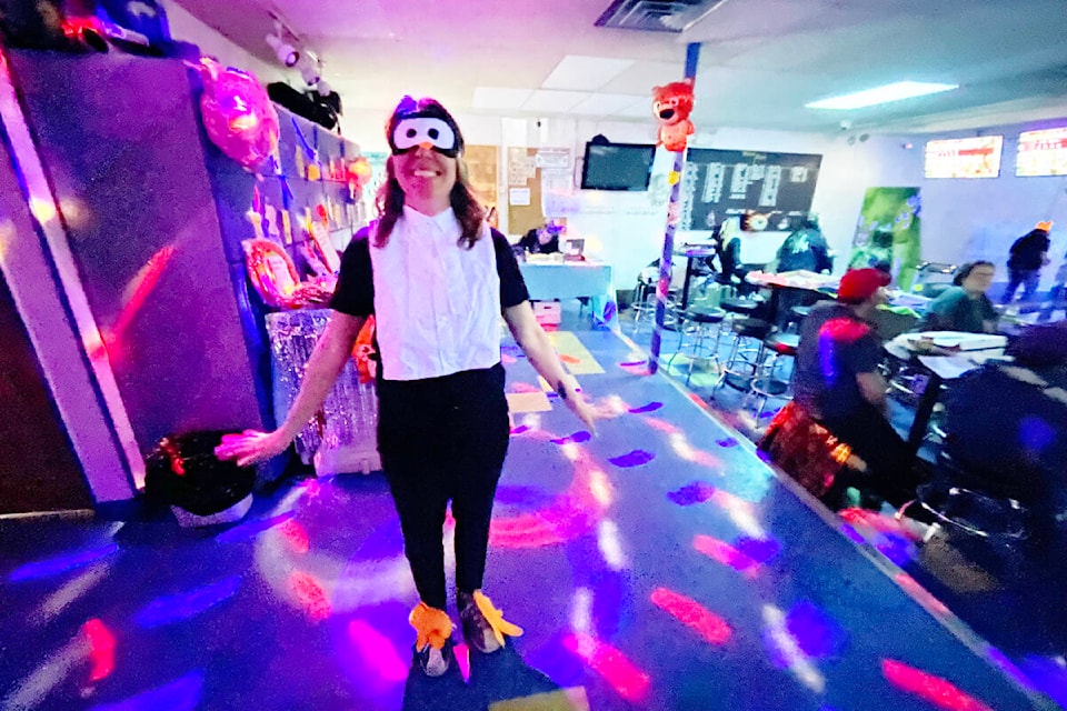 Deanne Rife was doing her best penguin impression as part of the Court Registry team during Bowling For Kids Sake on March 31, 2023. (Ruth Lloyd photo - Efteen)
