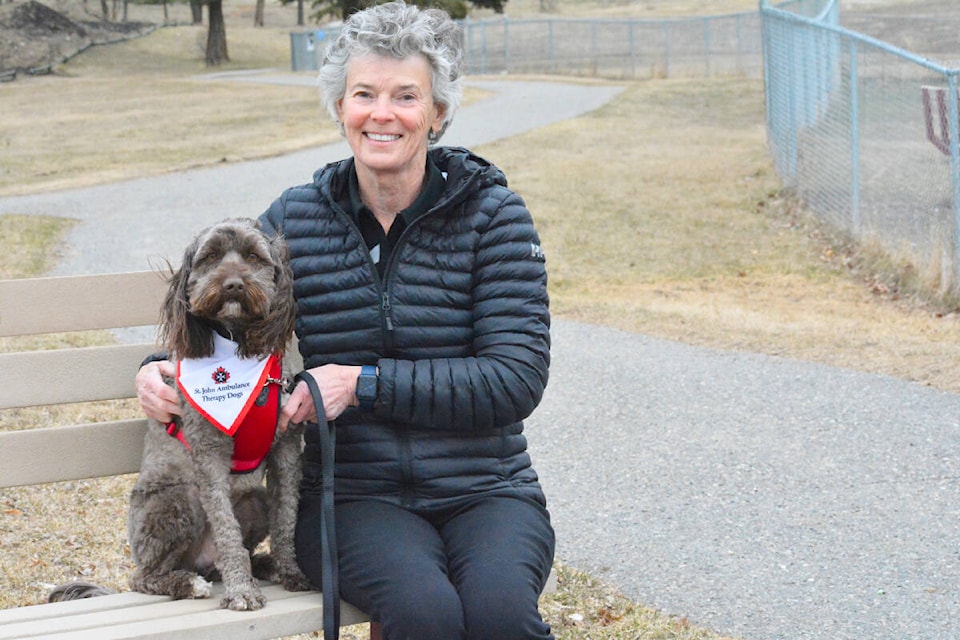 Diane Wright is looking forward to taking her certified St. John Ambulance therapy dog Arthur to visit residents in places such as Cariboo Place in Williams Lake. (Monica Lamb-Yorski photo - Williams Lake Tribune)