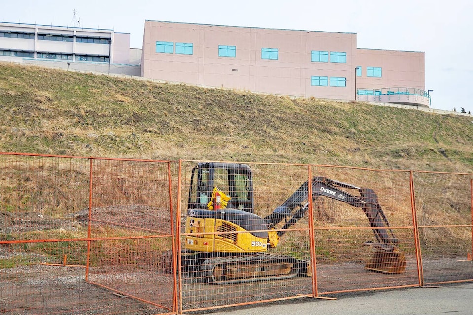 Contractors are on site at the Cariboo Memorial Hospital grounds as work gets underway for the redevelopment project. (Monica Lamb-Yorski photo - Williams Lake Tribune)