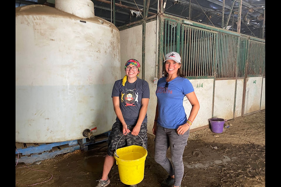 Bella Coola film director Banchi Hanuse, right, with Logan Red Crow during the making of new feature documentary Aitamaako’tamisskapi Natosi: Before The Sun. (Taxam Films photo)