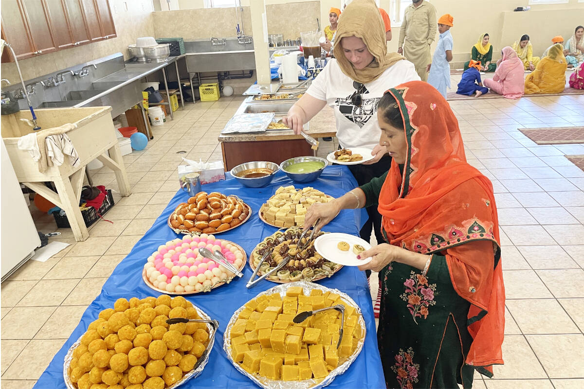 A massive spread of food is offered to the community during Vaisakhi celebrations at Gurdwara Sahib Western Singh Sabha Association on May 13, 2023. (Ruth Lloyd photo Efteen)