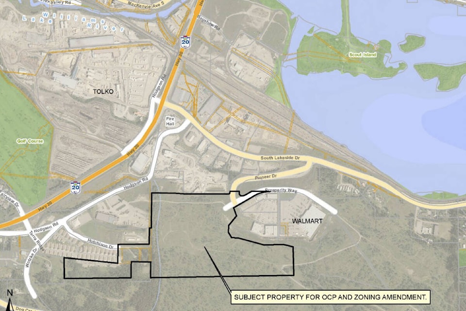A developer is hoping to build a mix of commercial and residential properties at 1075 Prosperity Way in Williams Lake. (City of Williams Lake image)
