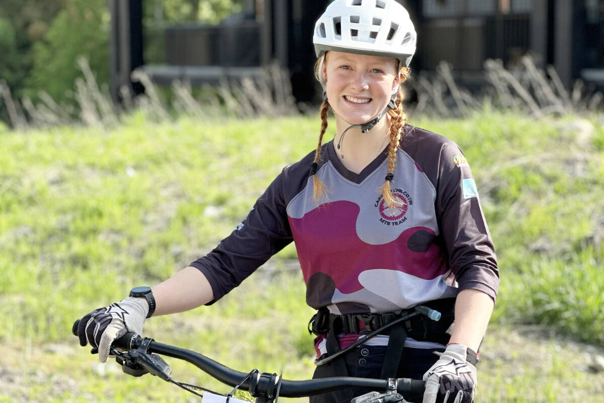 Anika Wallin made the podium at the BC School Sports Mountain Bike Championships in Rossland. (Tammy Watson photo)