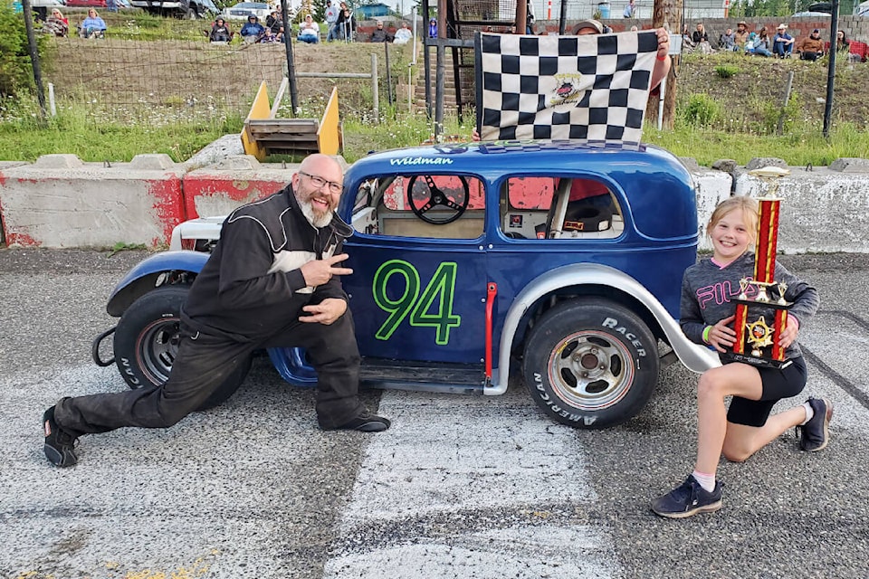 Jeff Wildman Murray of Prince George receives his first place trophy for Legends, he also won fastest time for Legends and the A-dash. (Monica Lamb-Yorski photo - Efteen)