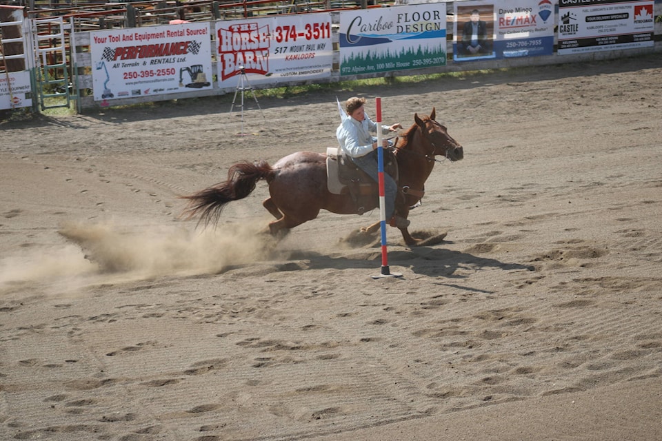Wyatt Mason of Williams Lake takes part in the senior boys stake races. (Fiona Grisswell photo - 100 MIle Free Press)