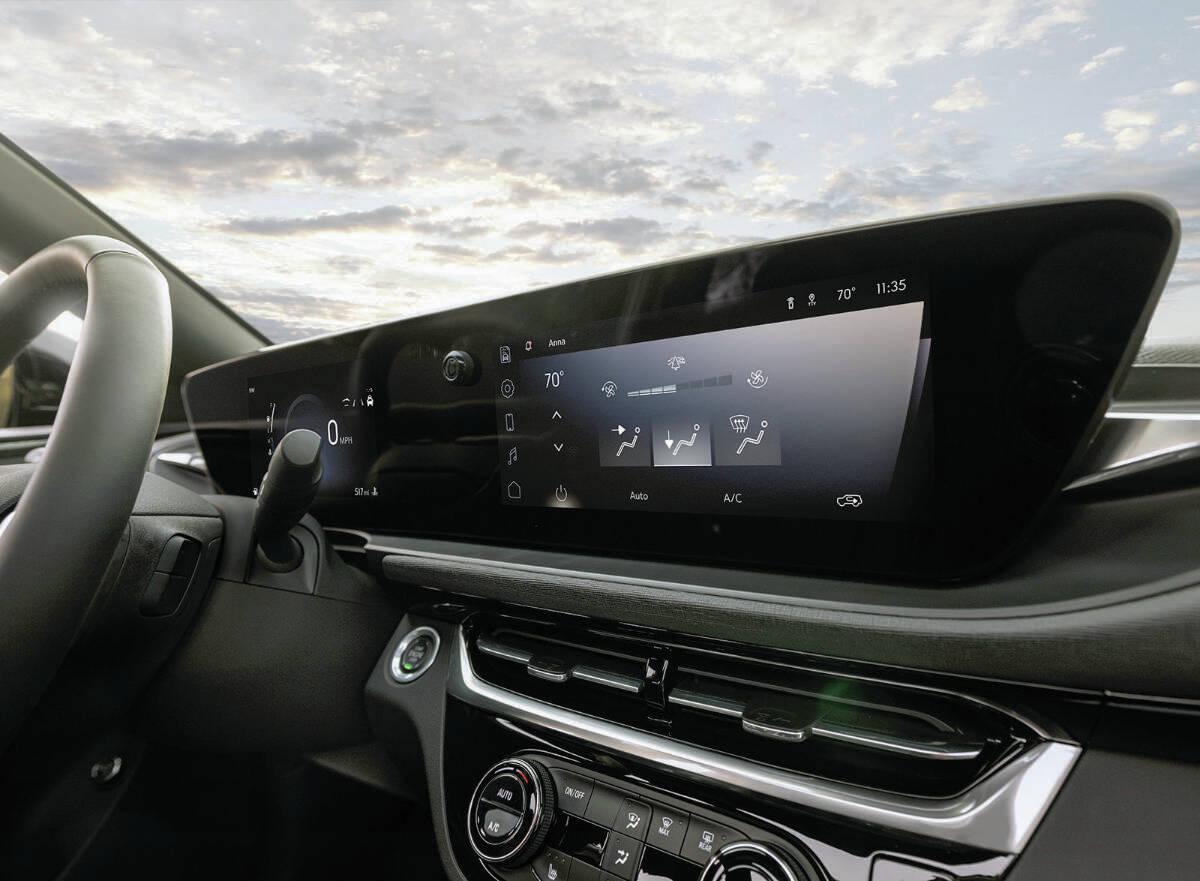 The Buick Envista’s interior is as stylish as the exterior, led by the side-by-side eight-inch driver information display and the 11-inch infotainment screen. PHOTO: BUICK