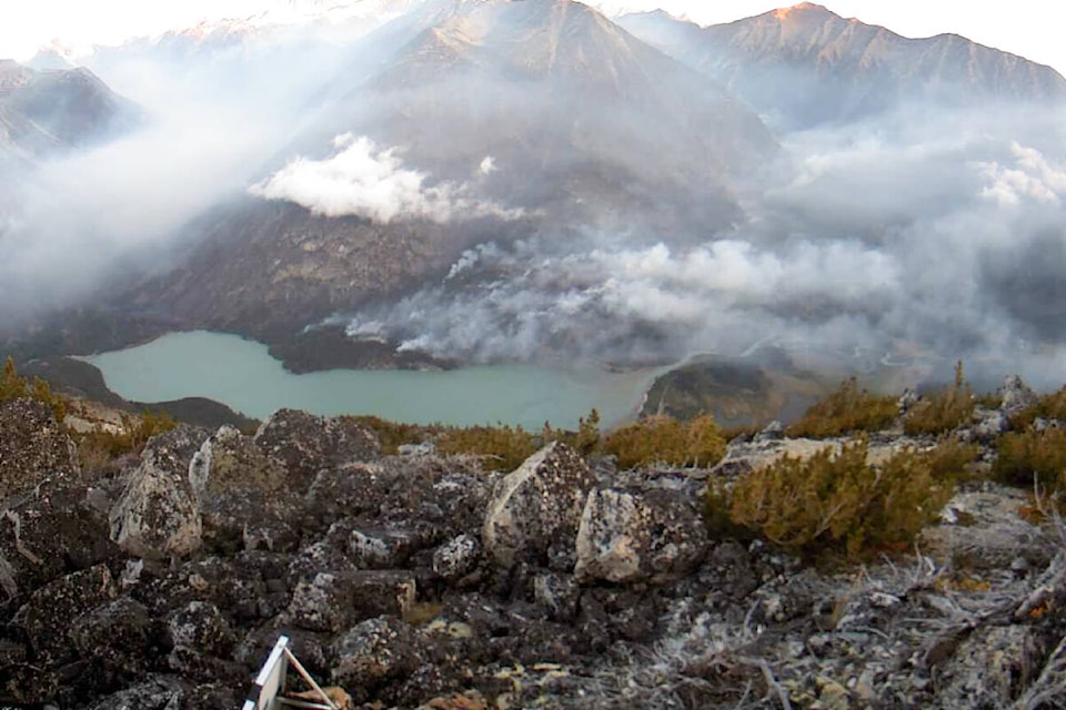 The Twist Creek Fire southwest of Tatla Lake sparked an evacuation order on Monday, Sept. 11. The fire is estimated to be 500 hectares in size as of Sept. 13. (BC Wildfire Service photo)