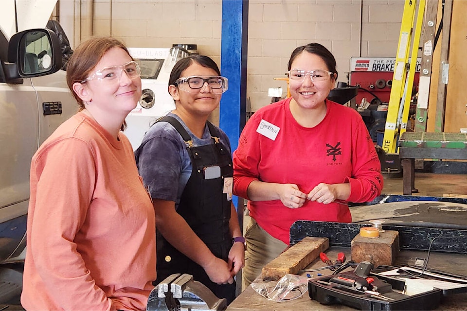 Students in the WITT program in the mechanical shop at Thompson Rivers University in Williams Lake. (Photo submitted)