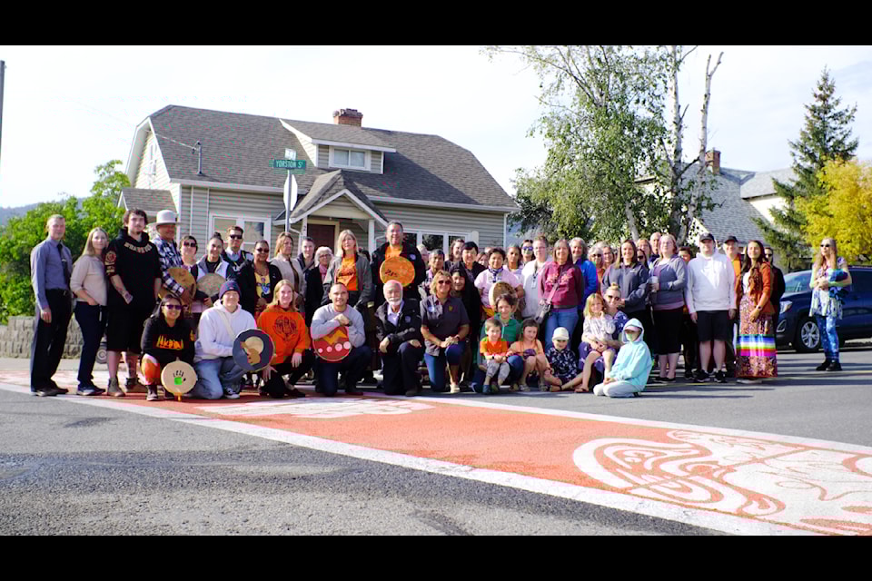 About 50 people attended the grand opening for a new Every Child Matters Crosswalk in downtown Williams Lake. 