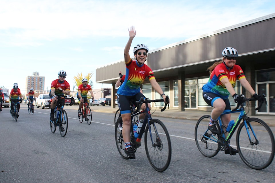 Megan Lee, a PSE from Prince George's North District Headquarters RCMP and Corporal Meghan Driscoll from Prince George RCMP are biking from Dawson Creek to Williams Lake to raise funds for childhood cancer. 