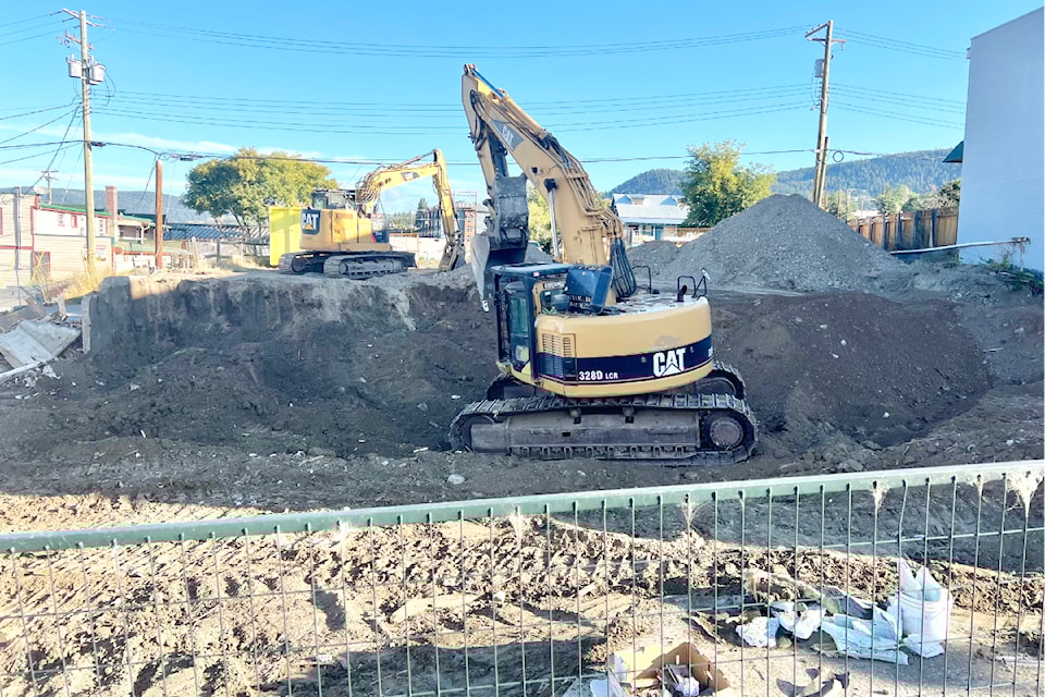 Work is underway on Oliver Street to demolish buildings damaged in a fire in 2019 and regrade lots where buildings were destroyed.