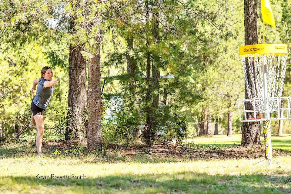 Emma LeBourdais tosses discs on her way to winning the title of Canadian national junior amateur champion disc golfer.