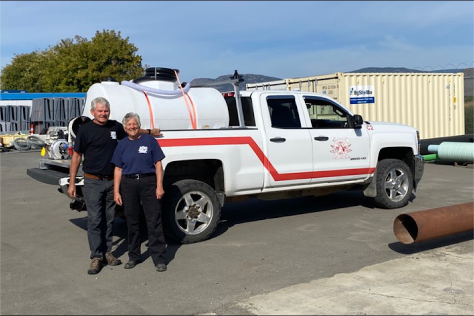 Bob and Linda Bartsch from HVFD picking up the donated Fire Skid in Kamloops.