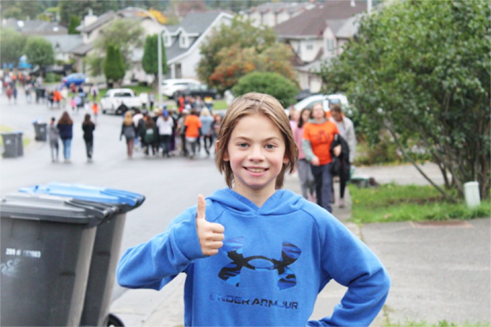 Cooper Engle, Grade 7, was enjoying the Terry Fox Run event.