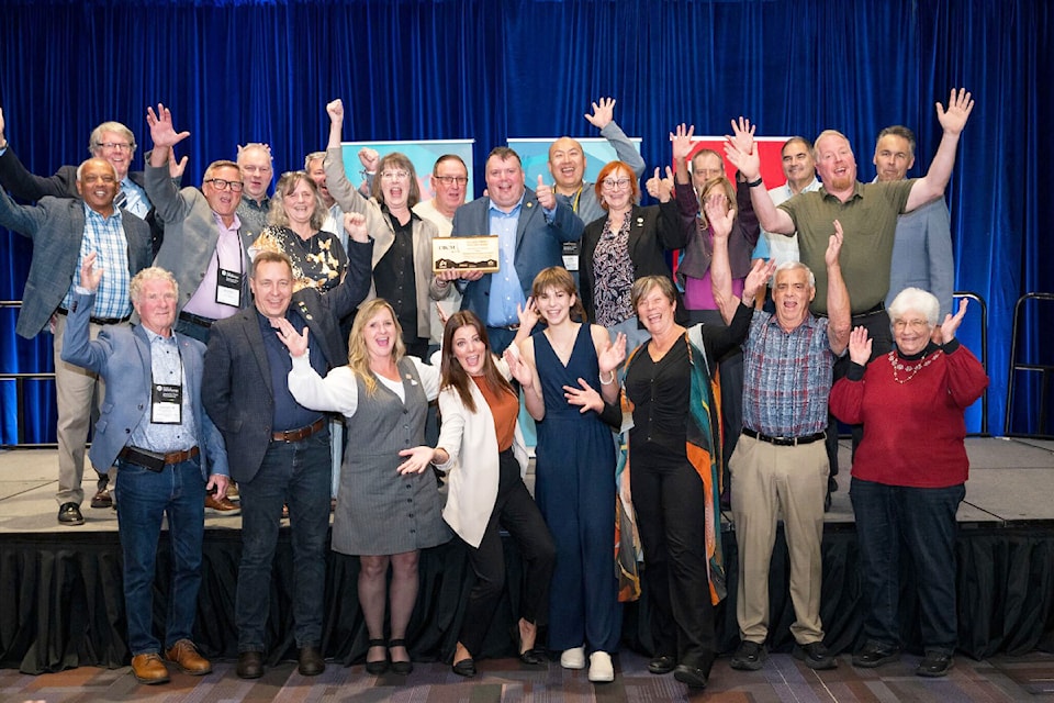 Thompson Nicola Regional District board and staff celebrate their win of an Excellence in Governance Award at the Union of BC Municipalities conference in Vancouver.