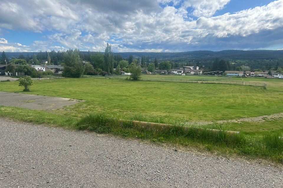 A vacant property where Poplar Glade Elementary School previously stood with Kinsmen Park in the background.