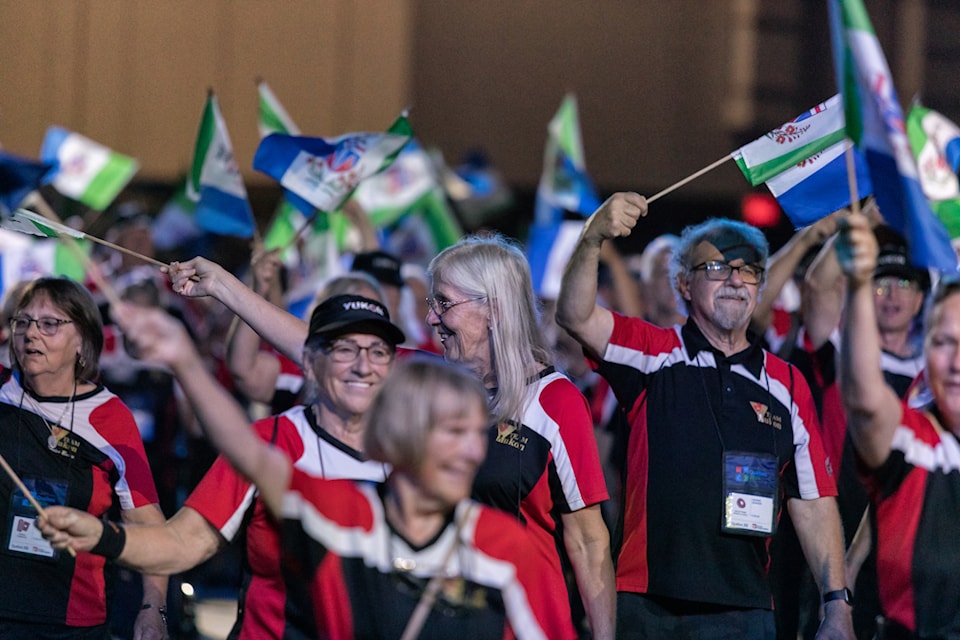 Team Yukon representing the territory at the opening of the Canada 55+ Games on Aug. 27. (Thorsten Gohl/Submitted)