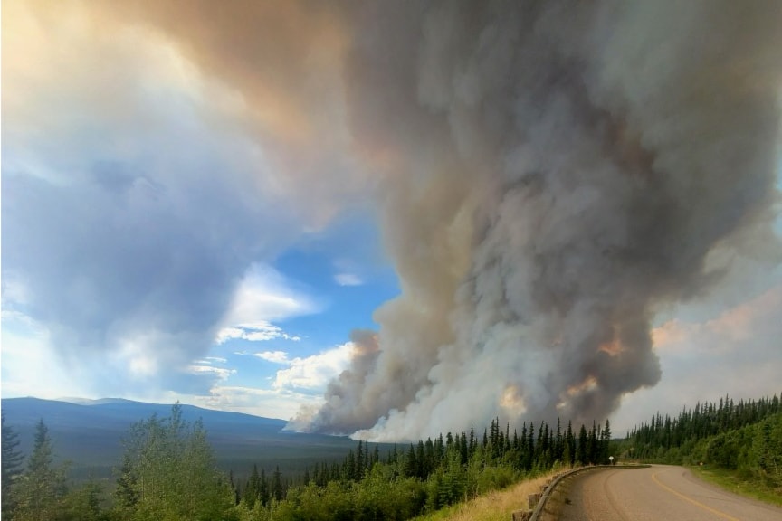 A fire visible from the North Klondike Highway on June 27.