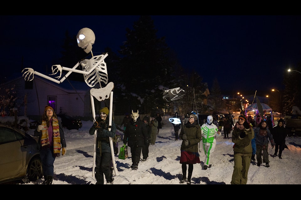 Among the Halloween events in Whitehorse was a skeleton parade through downtown. (Jim Elliot/Yukon News)