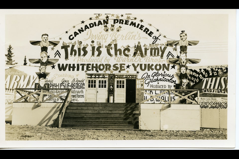 The Canadian premiere of the successful musical comedy, "This is the Army," took place an a large Quonset-style theatre constructed at Macrae September 21, 1943. The film opened to a full to capacity audience.  The building was supposed to show more films, but there is little evidence to confirm this. (Gates Collection)