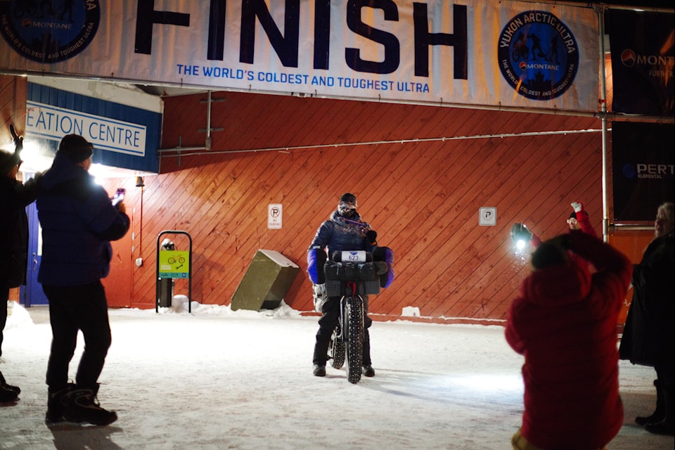 Harm Feringa poses for a photo after finishing first in the 2025 Yukon Arctic Ultra. (Nathaniel Yee/Submitted)
