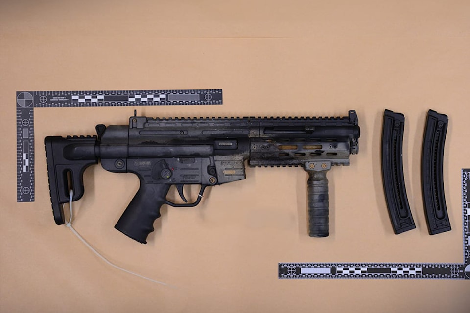 Combined Forces Special Enforcement Unit of BC has released photos related to the investigation including photos of two conventional guns that were not made at home but were allegedly being unsafely stored in the residence. 